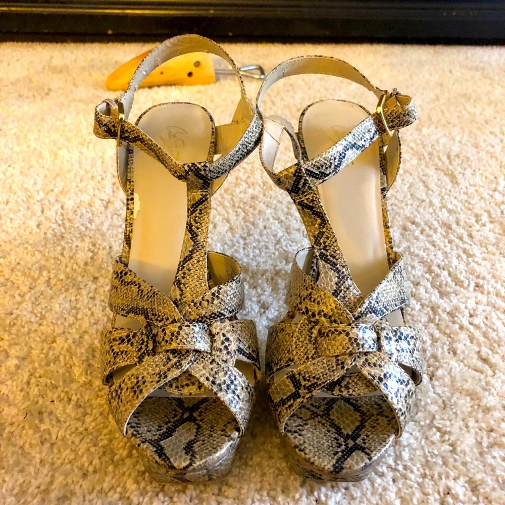 Man made leather snake print heels